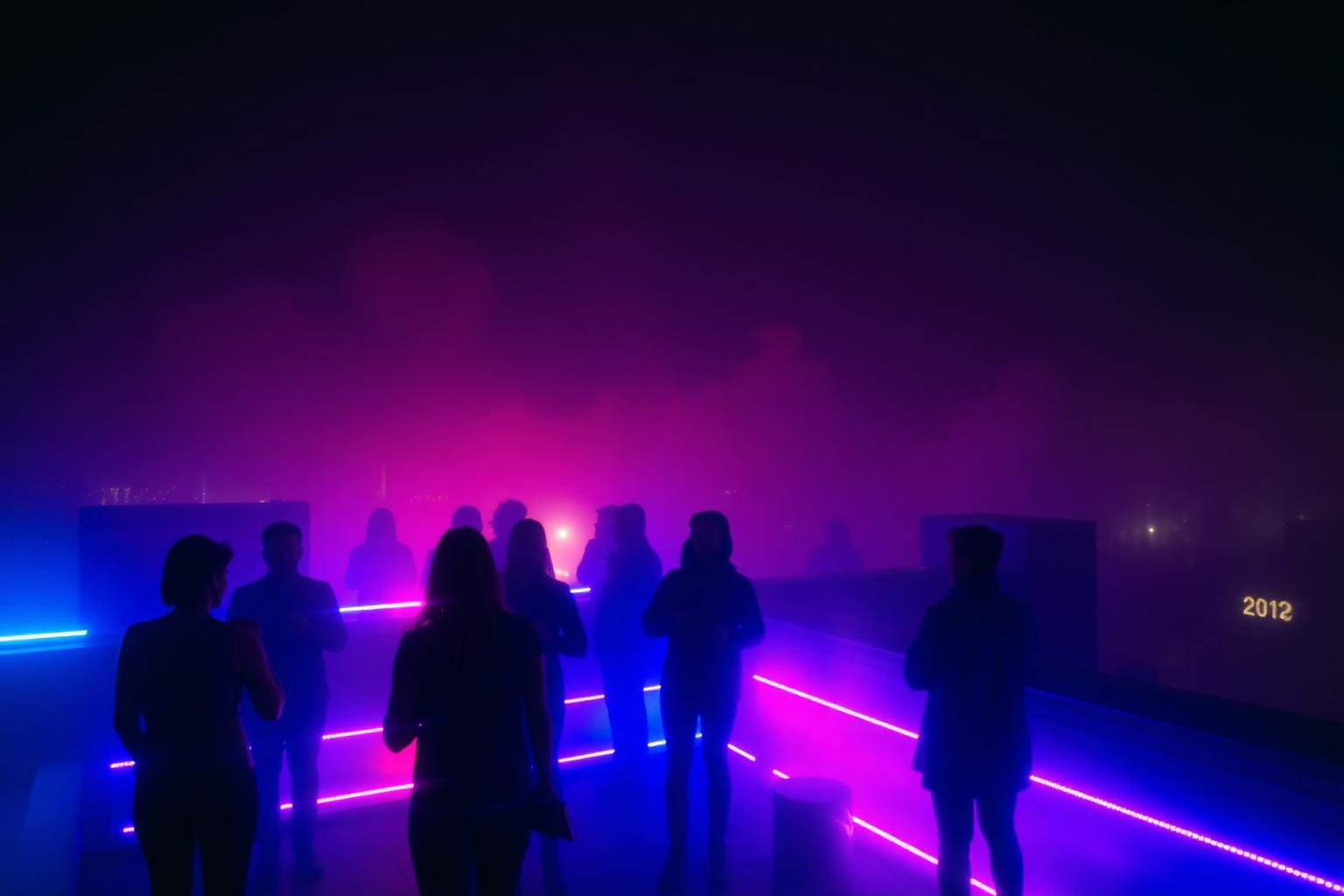 Neon afterparty rooftop
